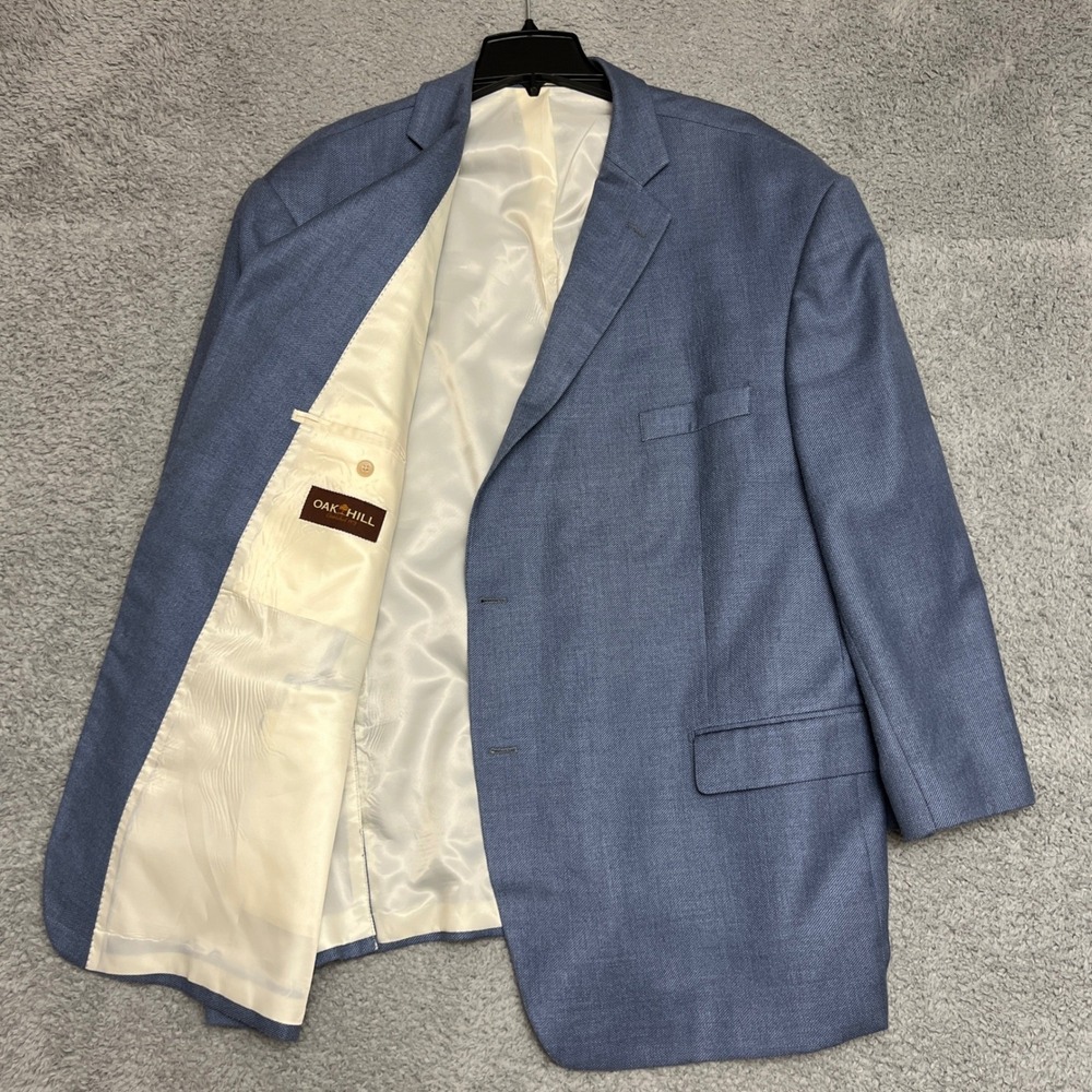 Oak Hill Blazer Mens 52 Blue Good Textured Two Button Sport Coat Business Office